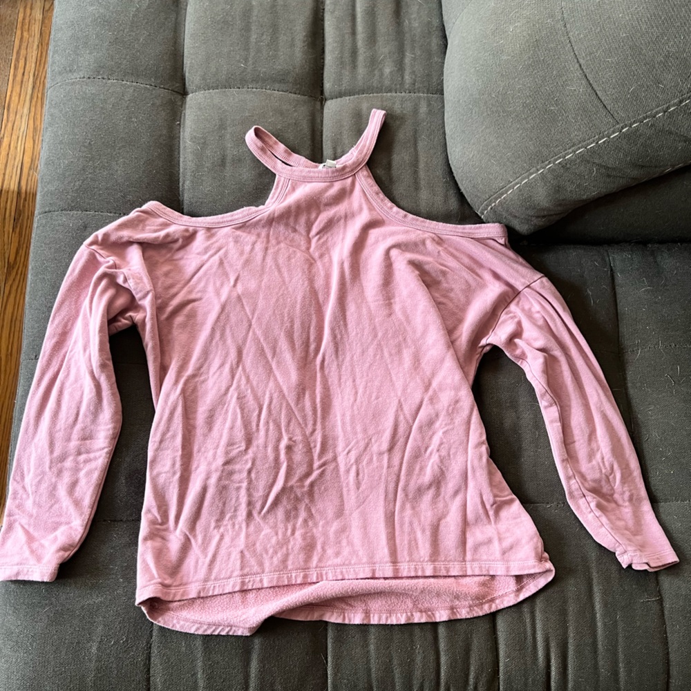 Express women’s pink cold shoulder sweater